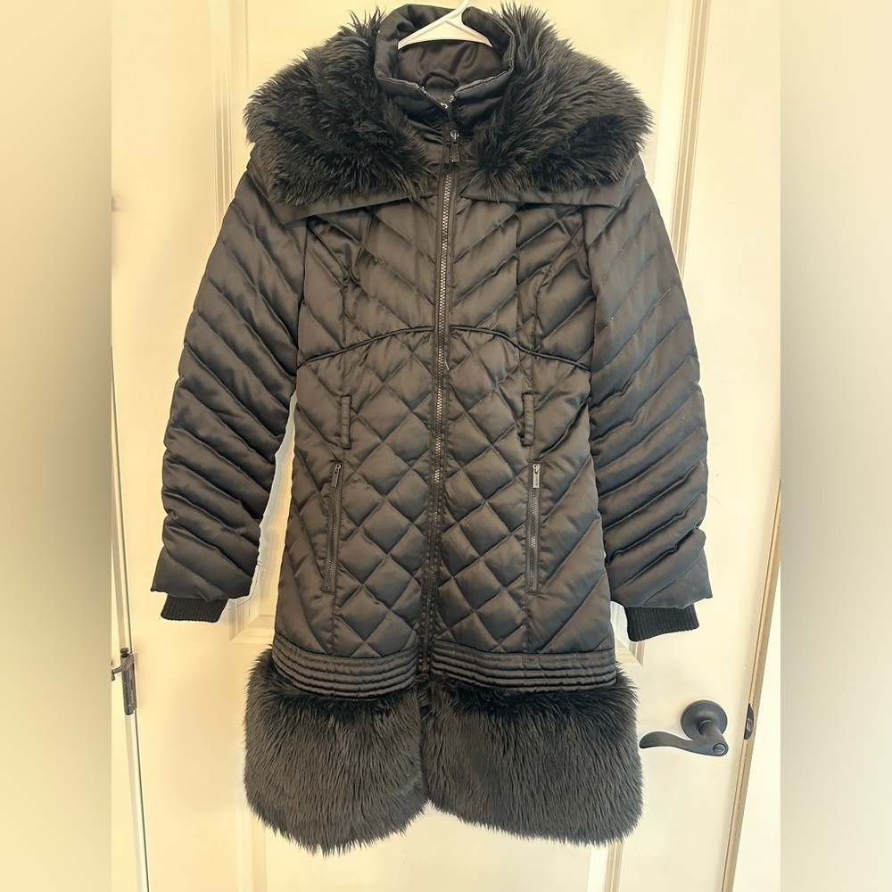 Bebe Faux Fur Down Feather Coat